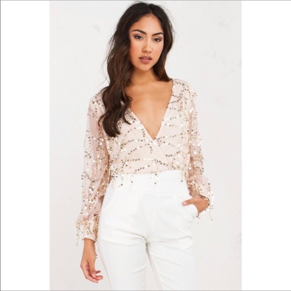 💥NWT LAST ONE! Gorgeous Sequined Fringe Bodysuit - Picture 2 of 4
